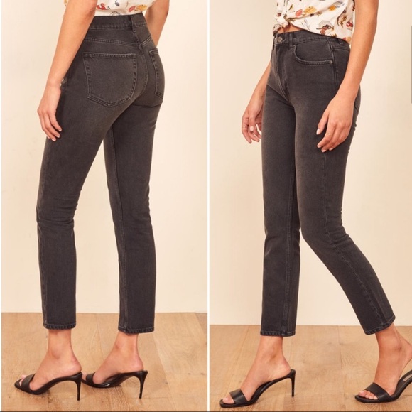 Reformation Julia High Waist Cigarette Jeans In Monterey size 29 Black - Picture 1 of 10